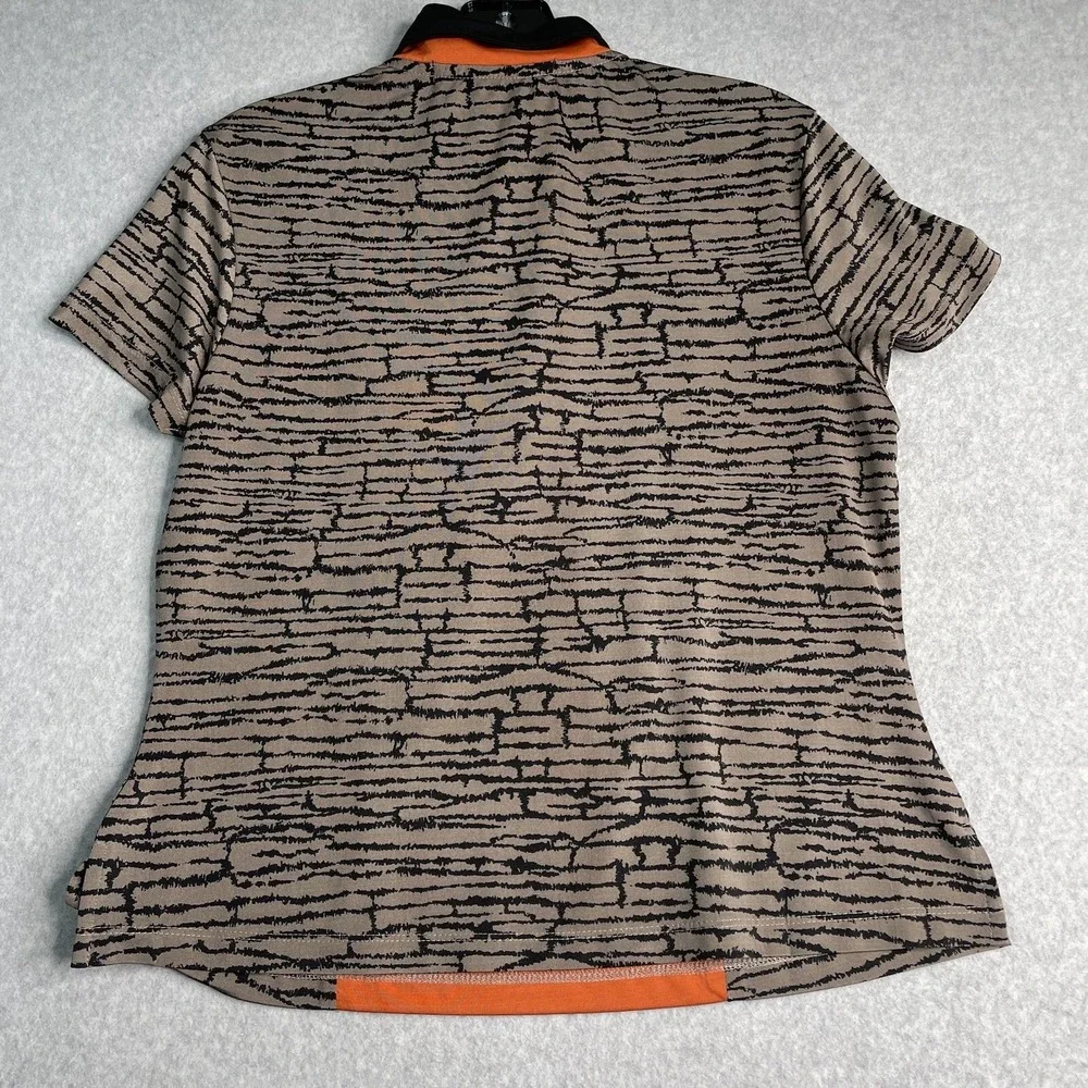 Jamie Sadock Top Womens Small Orange Black Short Sleeve Button Up Golf Shirt - Picture 2 of 10
